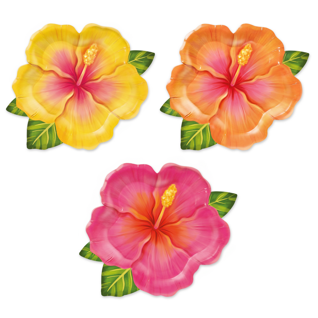 Talerzyki papierowe jednorazowe w kształcie tropikalnych kwiatów