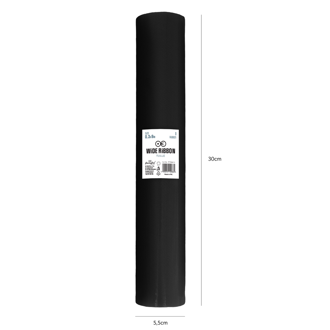 Tiul gładki czarny 0,3x9m