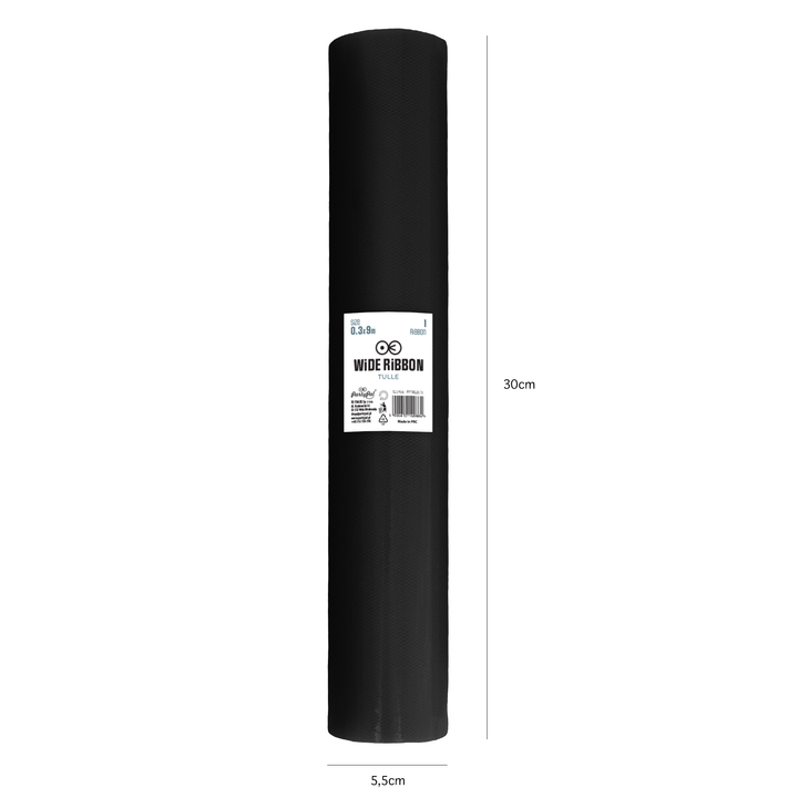 Tiul gładki czarny 0,3x9m