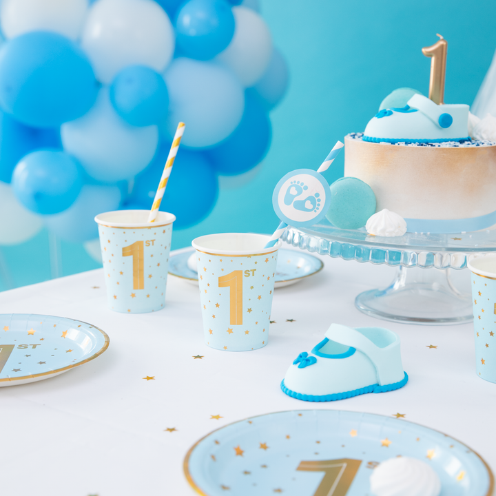 Słomki Baby Shower Stópki niebieskie 6szt.