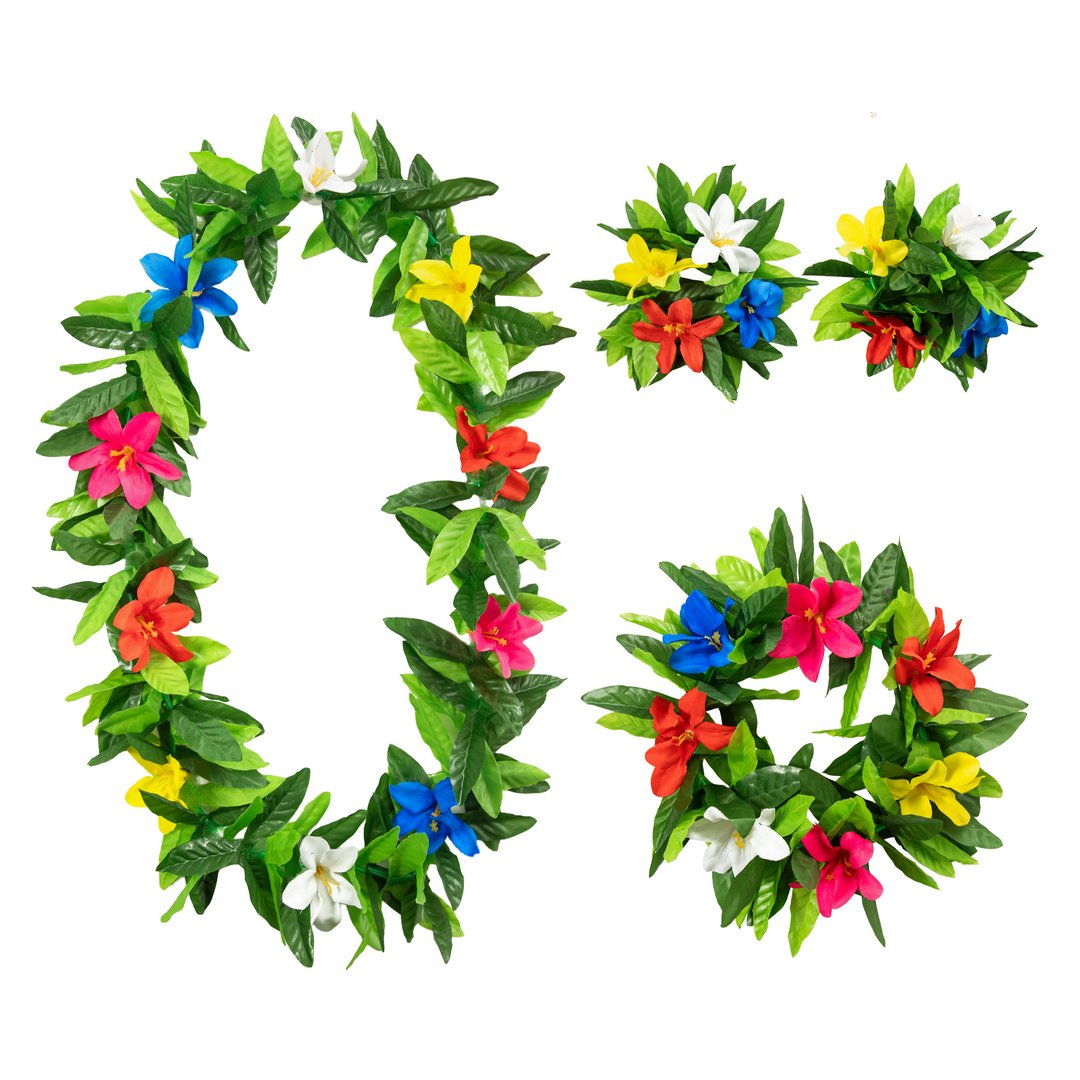 zestaw hawajski naszyjnik, opaska, bransoletki