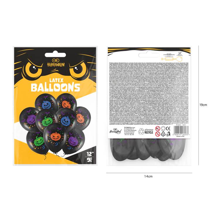 Balony Halloween Dynie 12cali 9szt. mix
