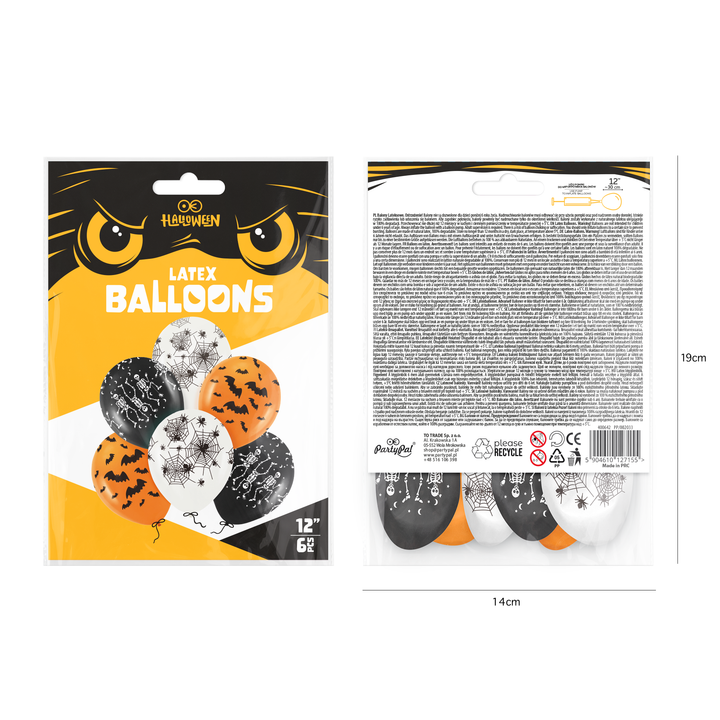 Balony Halloween mix 12cali 6szt. zestaw