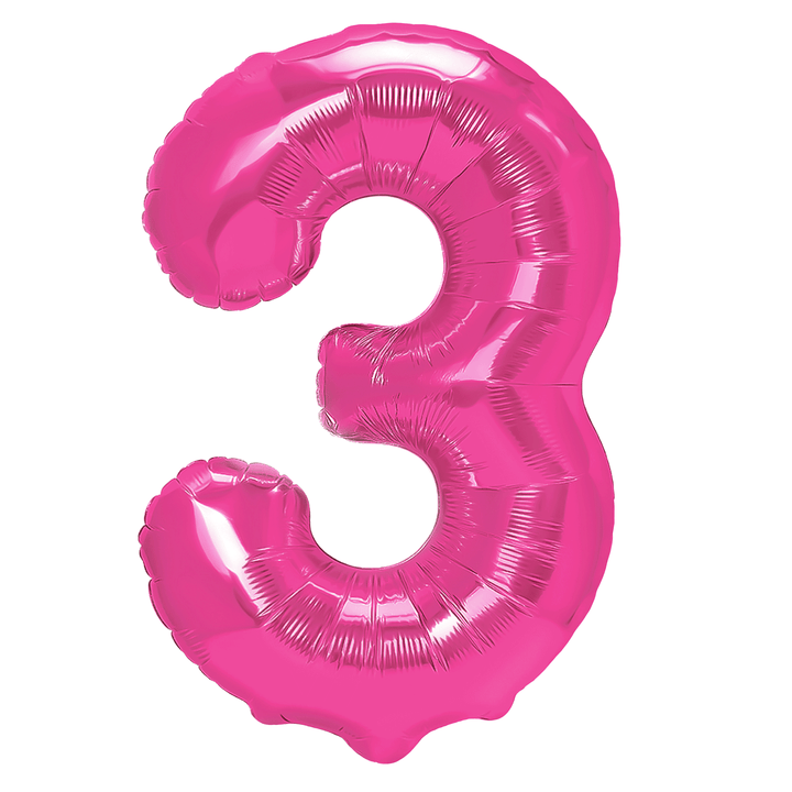 Balon foliowy cyfra 3 ciemnoróżowy 40cm