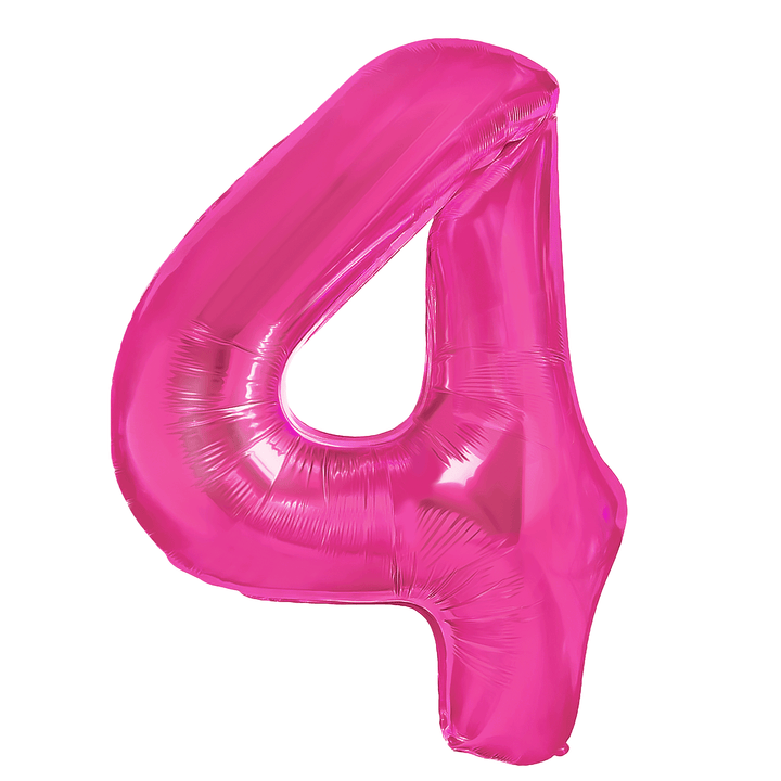 Balon foliowy cyfra 4 ciemnoróżowy 40cm
