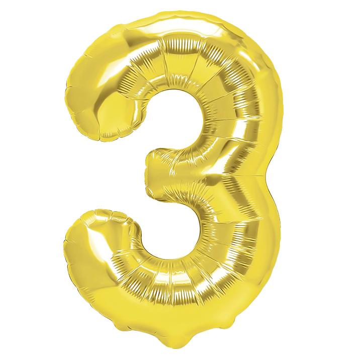 Balon foliowy cyfra 3 złoty 40cm