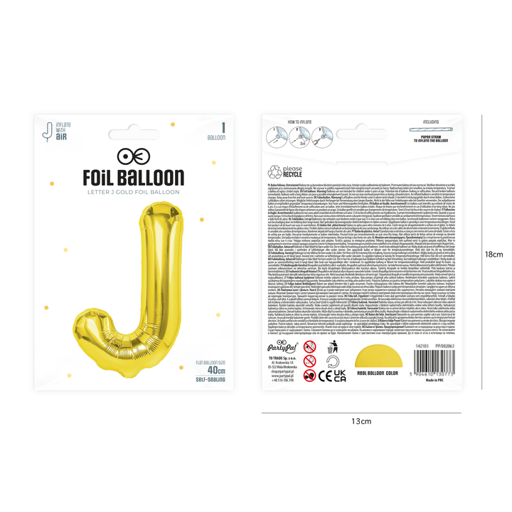 <transcy>Gold foil balloons 40cm J</transcy>