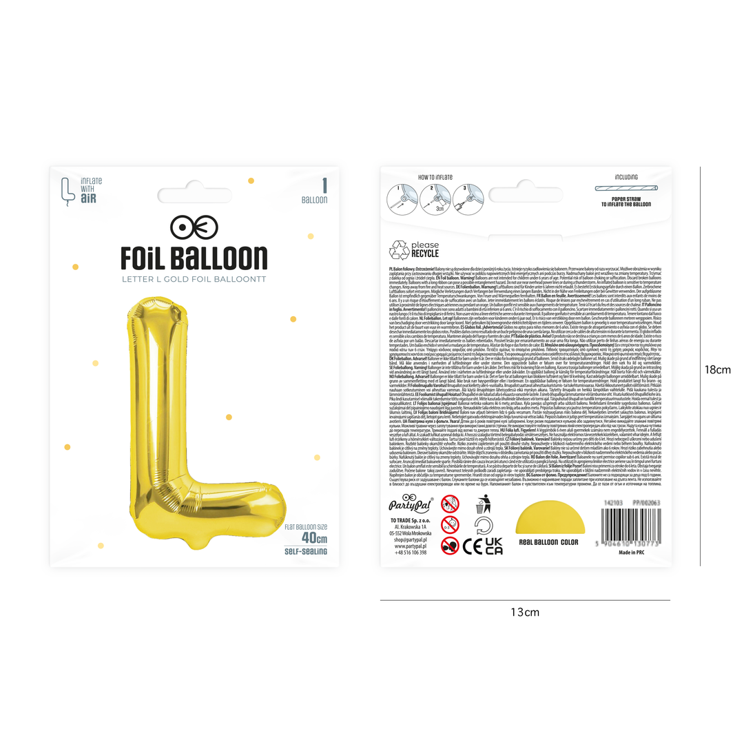 <transcy>Gold foil balloons 40cm L.</transcy>
