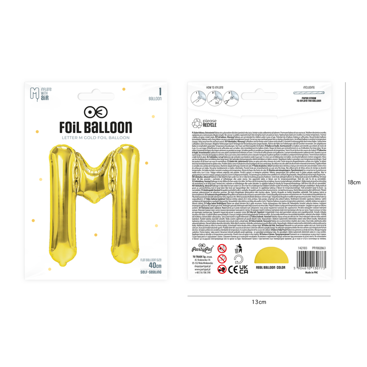 <transcy>Gold foil balloons 40cm M</transcy>