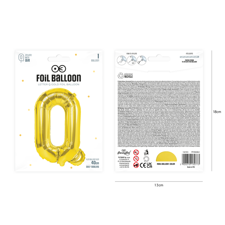 Balon foliowy litera Q złoty 40cm