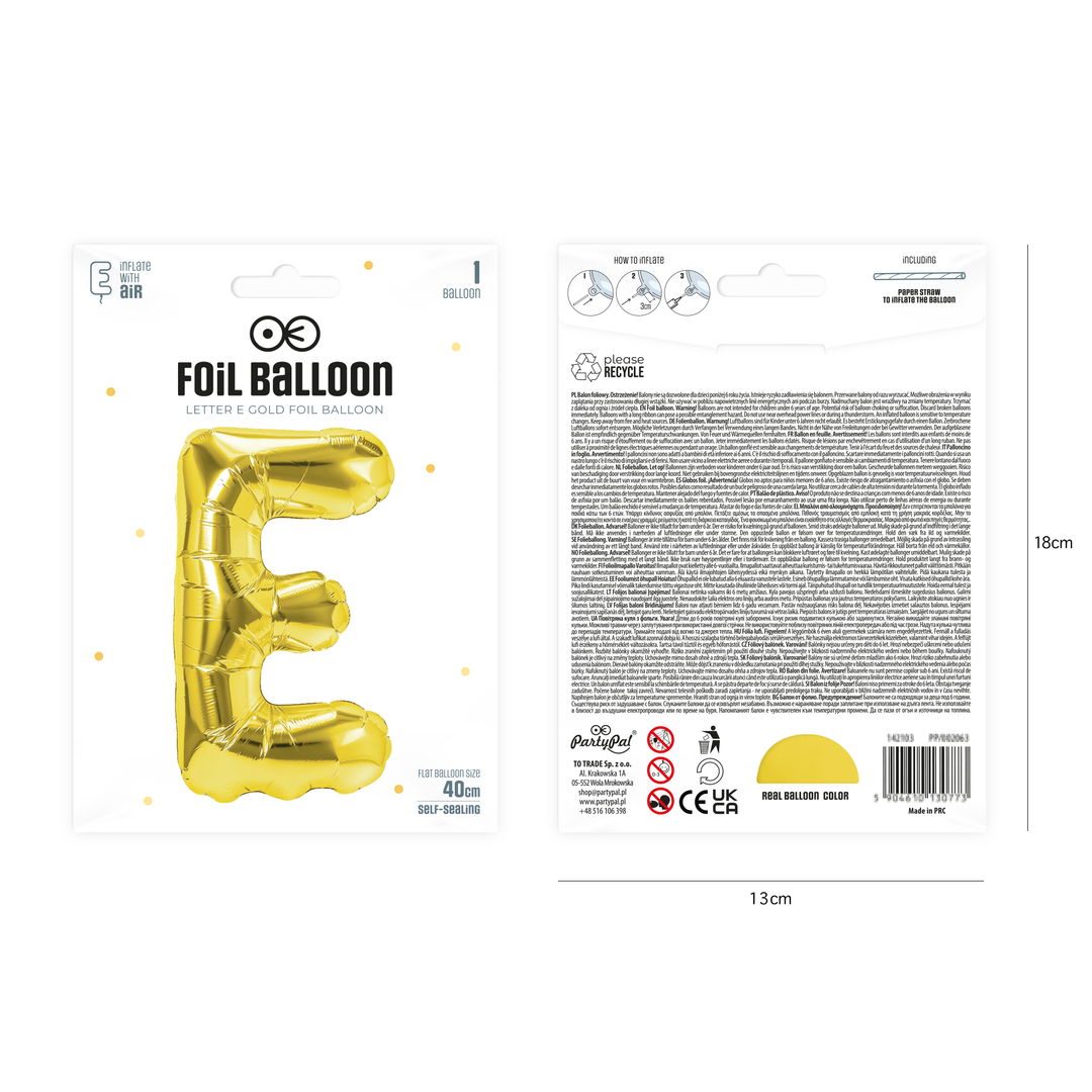 <transcy>Gold foil balloons 40cm E</transcy>