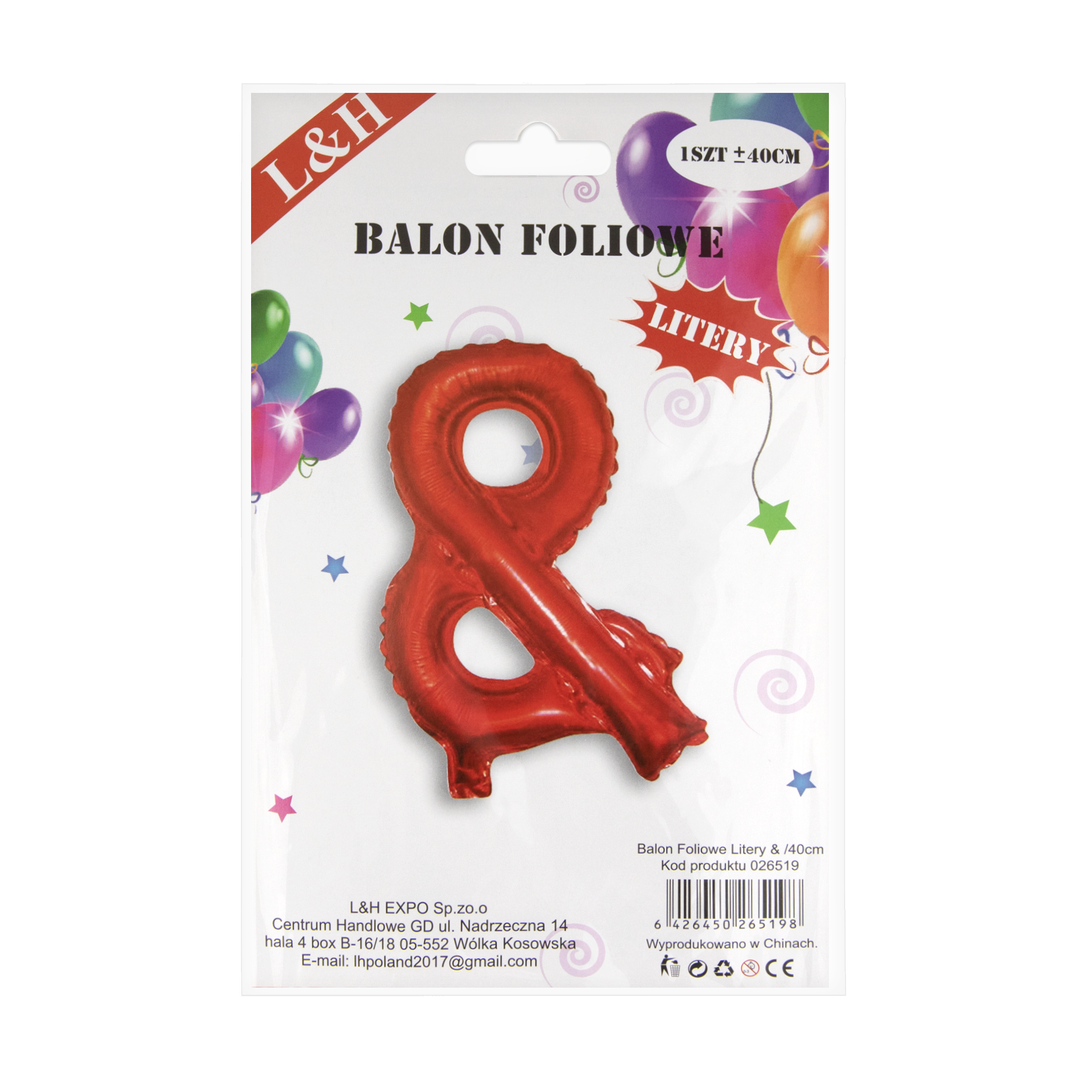 Balon foliowy symbol & czerwony 40cm L