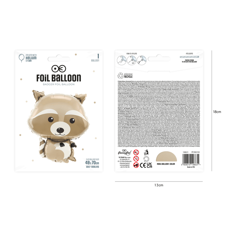 Balon foliowy Borsuk 49x70cm