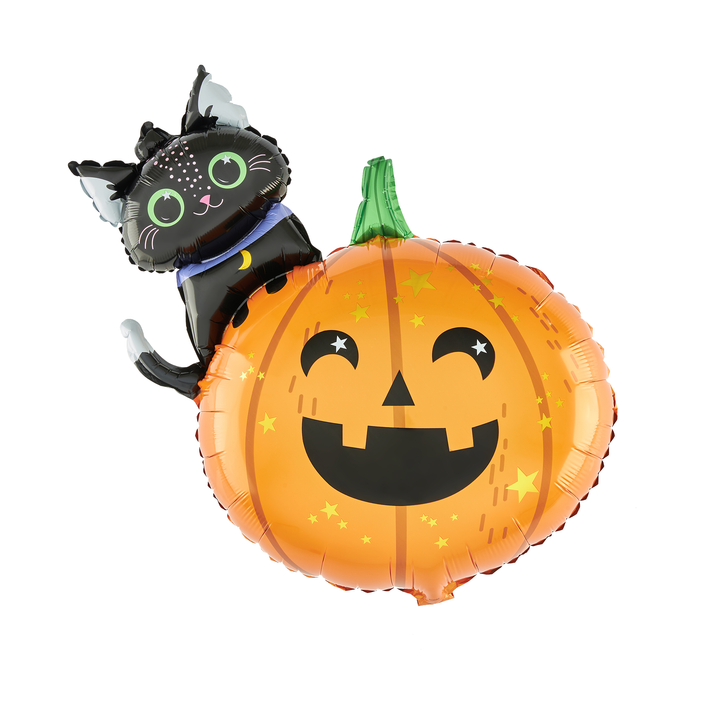 Balon foliowy Dynia z kotkiem Halloween 69x84cm