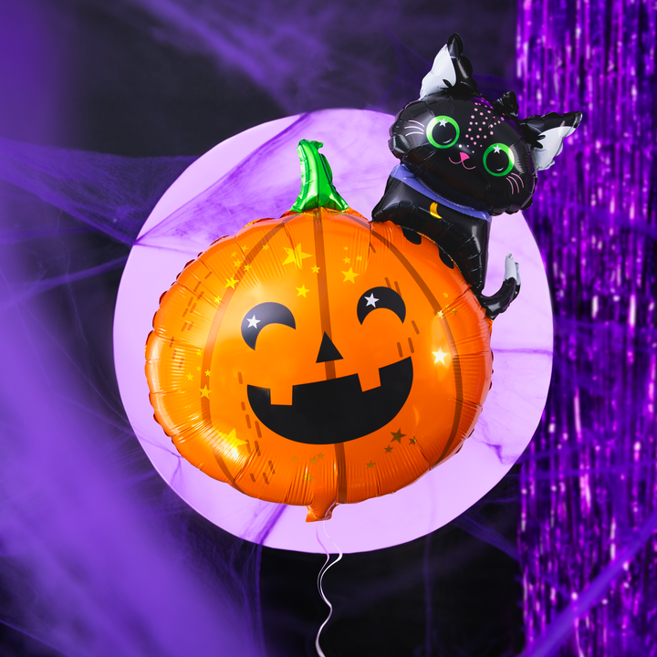 Balon foliowy Dynia z kotkiem Halloween 69x84cm
