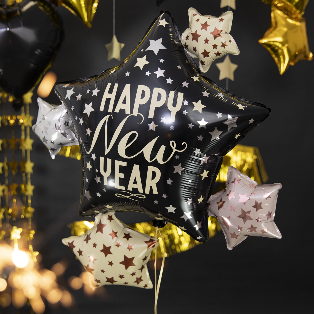 Balon foliowy Gwiazdy Happy New Year 83x90cm