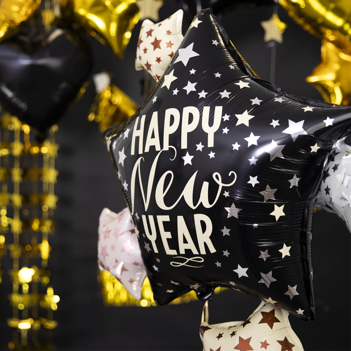 Balon foliowy Gwiazdy Happy New Year 83x90cm