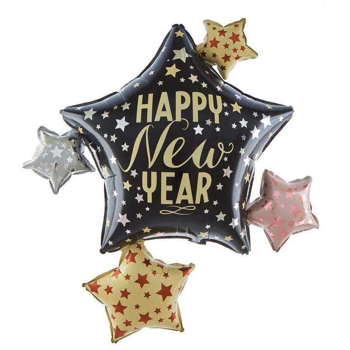 Balon foliowy Gwiazdy Happy New Year 83x90cm