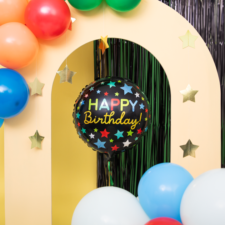 Balon foliowy Happy Birthday gwiazdki 45cm