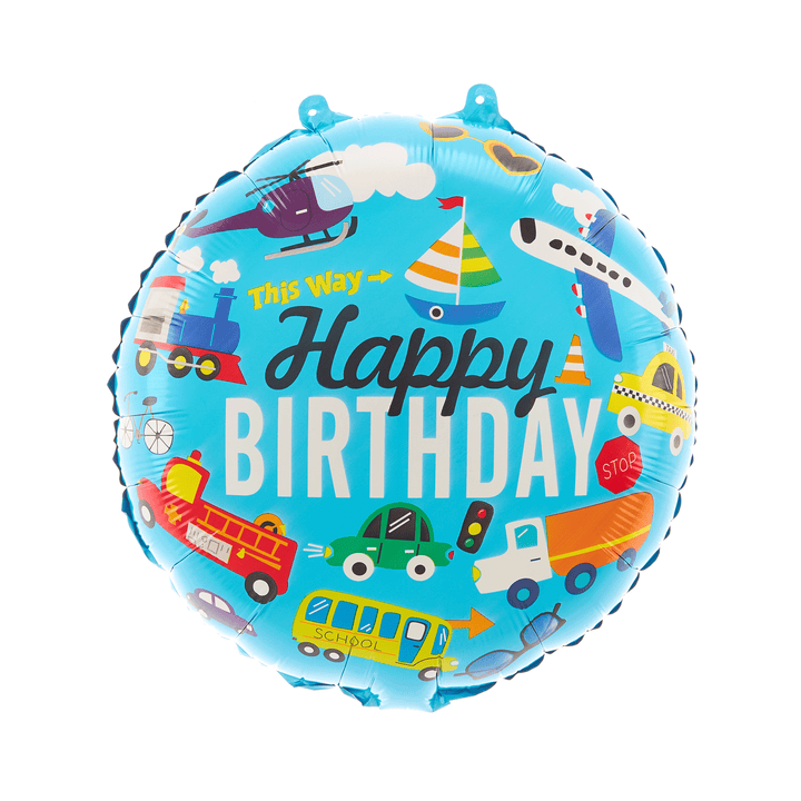 Balon foliowy Happy Birthday Pojazdy 45cm