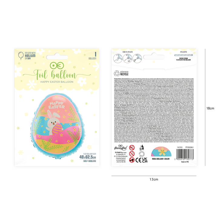Balon foliowy Happy Easter 48x62,5cm