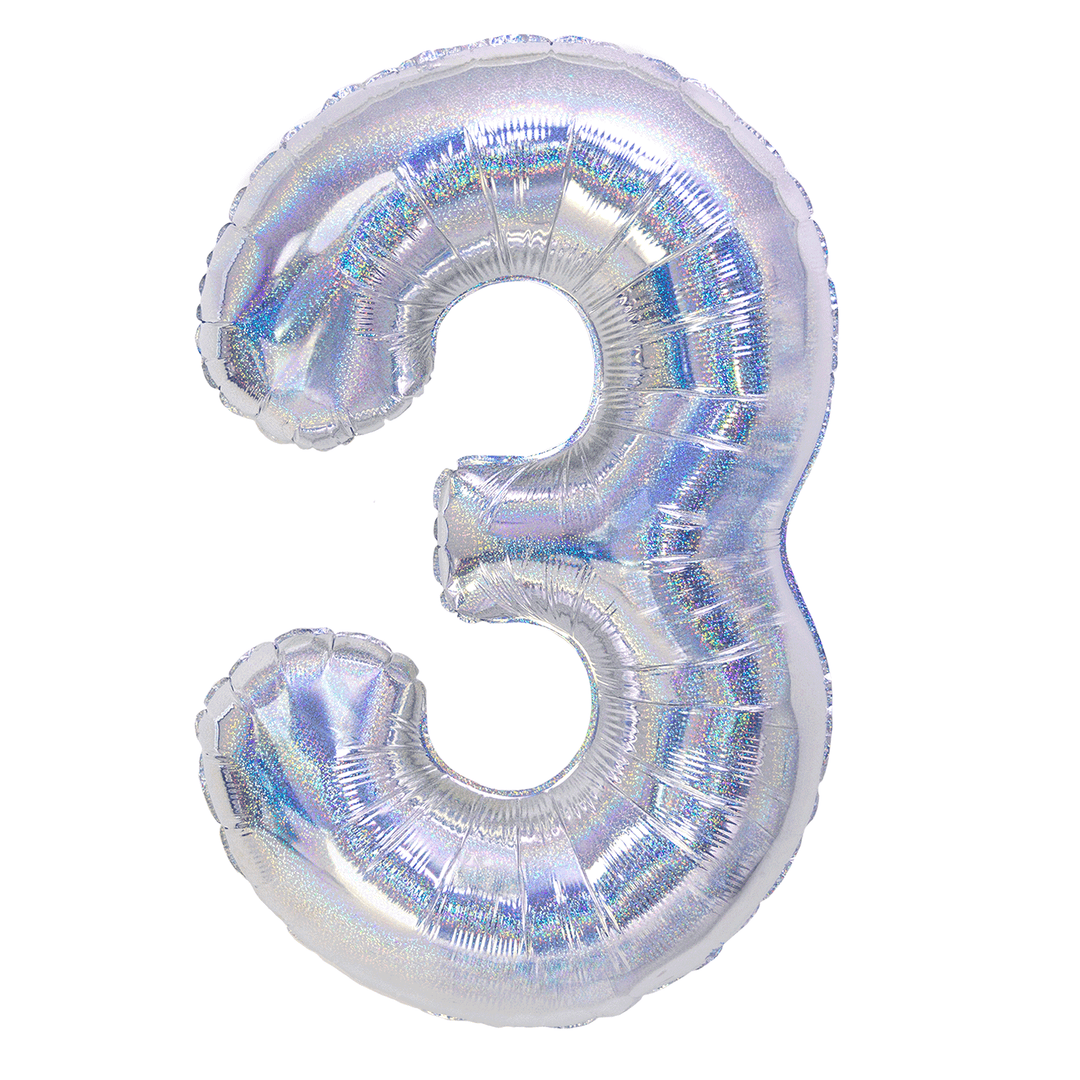 Balon foliowy cyfra 3 holograficzny 100cm N