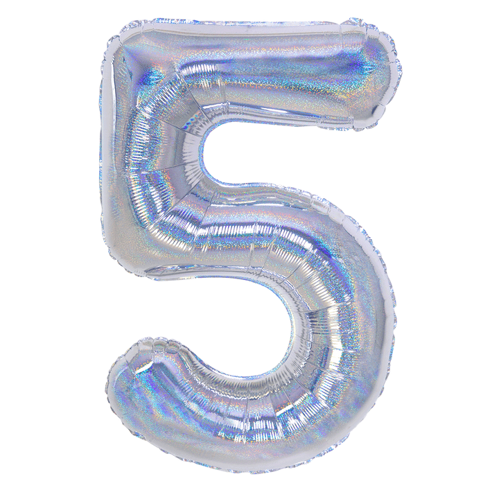Balon foliowy cyfra 5 holograficzny 100cm