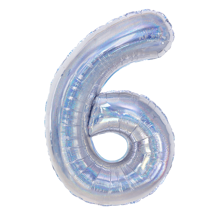 Balon foliowy cyfra 6 holograficzny 100cm