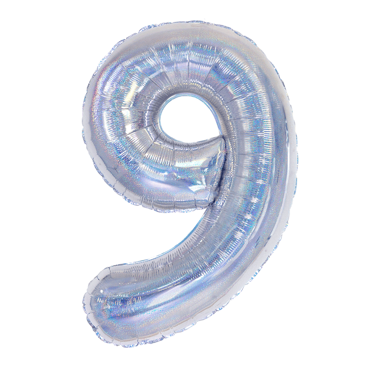 Balon foliowy cyfra 9 holograficzny 100cm L