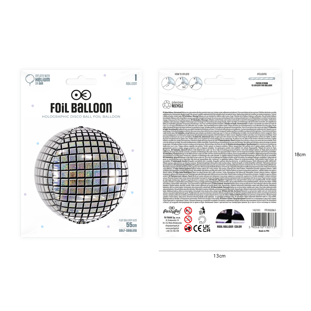 Balon foliowy Kula holograficzna 22 cale
