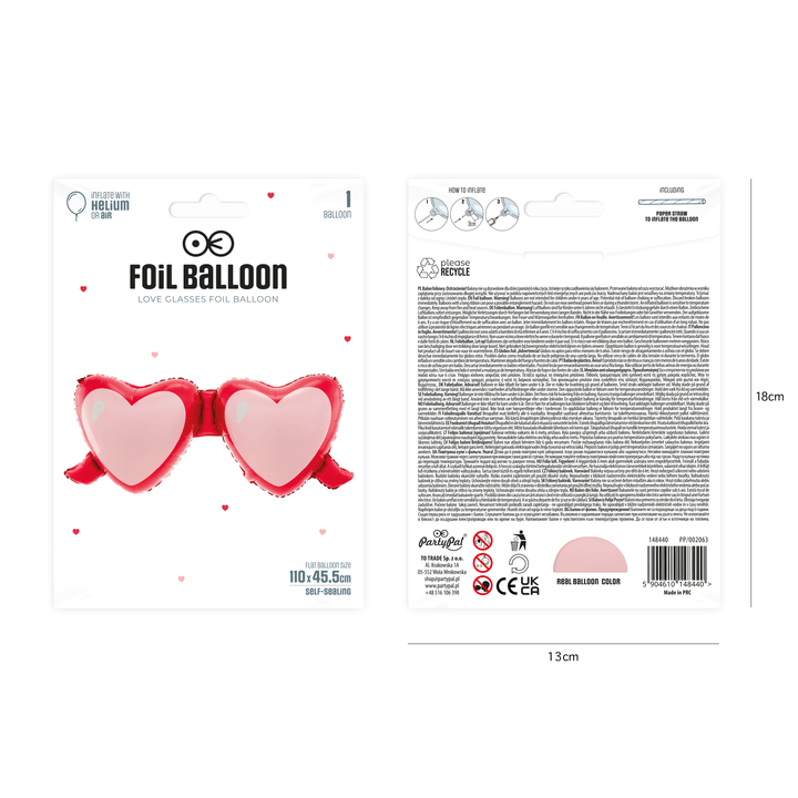 Balon foliowy Miłosne okulary 110x45,5cm