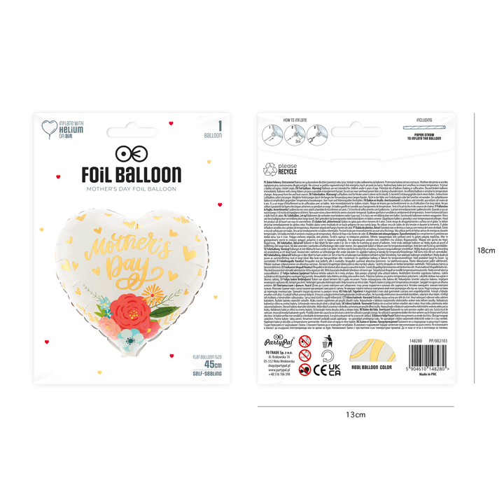 Balon foliowy serce Mother's Day 45cm