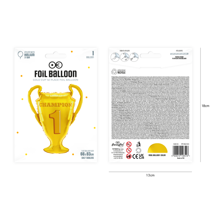 Balon foliowy Puchar Champion 66x83cm