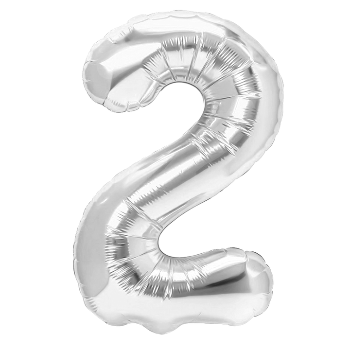 Balon foliowy cyfra 2 srebrny 40cm N