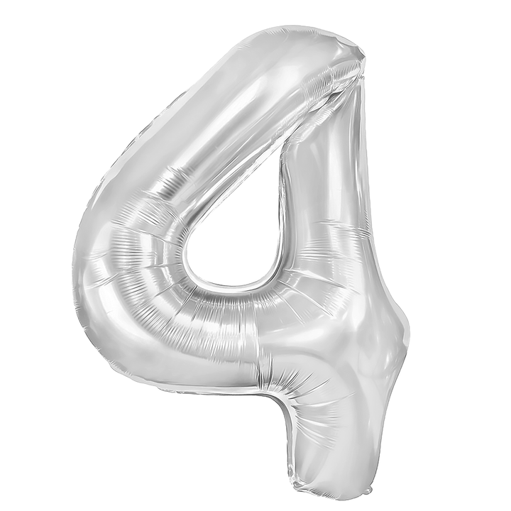Balon foliowy cyfra 4 srebrny 40cm