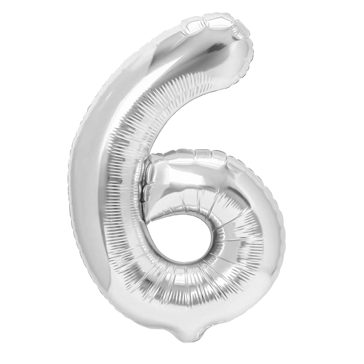 Balon foliowy cyfra 6 srebrny 40cm N