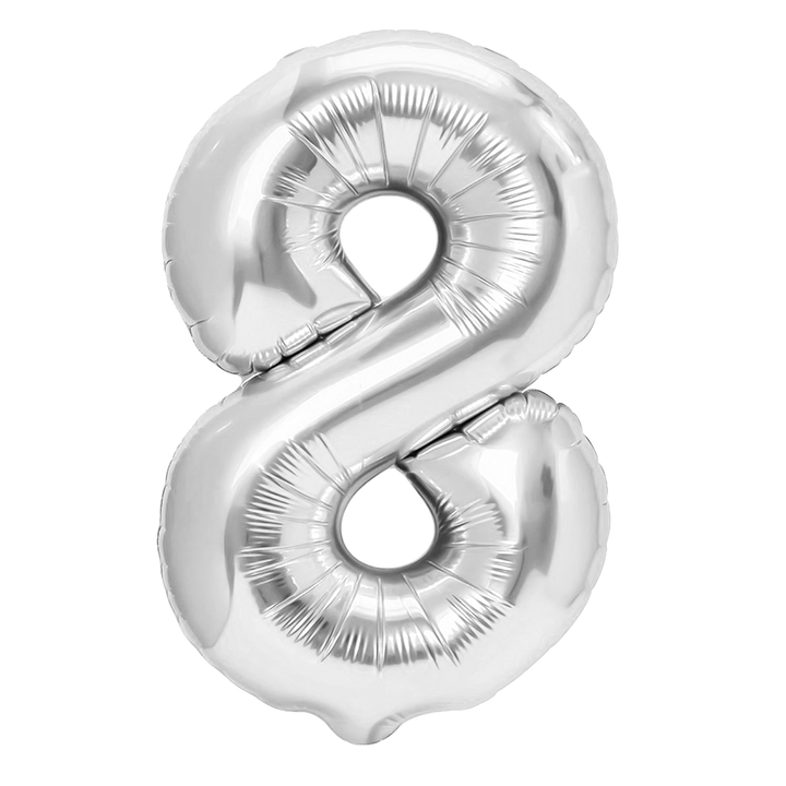 Balon foliowy cyfra 8 srebrny 40cm N