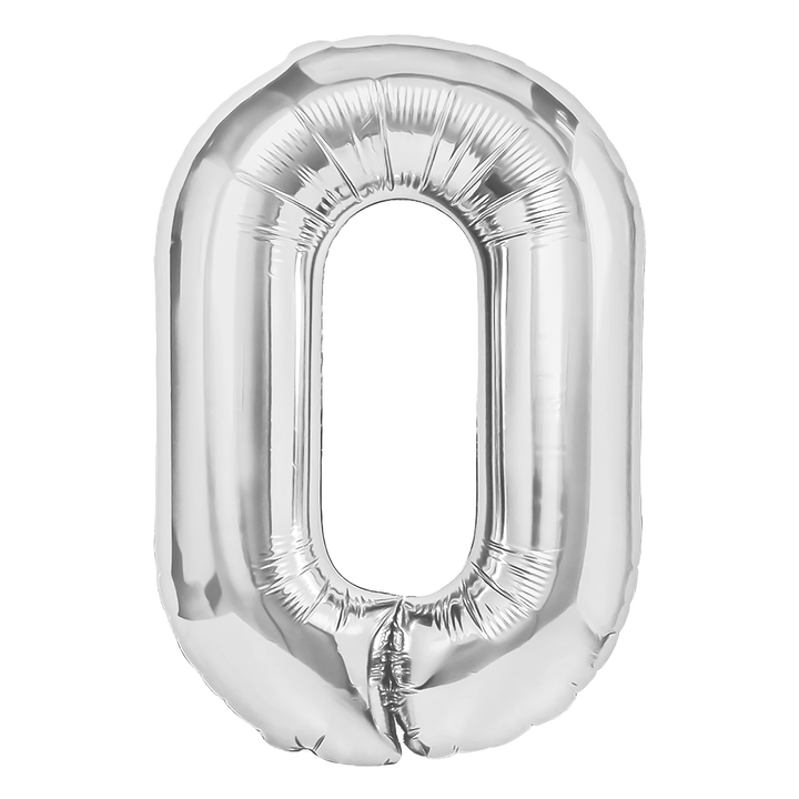 Balon foliowy cyfra 0 srebrny 70cm