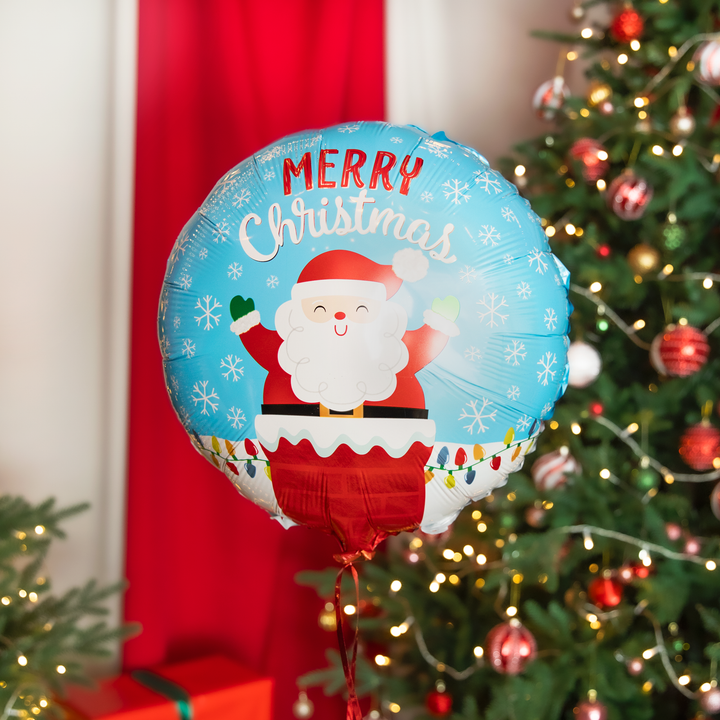 Balon foliowy Św. Mikołaj w kominie 45cm