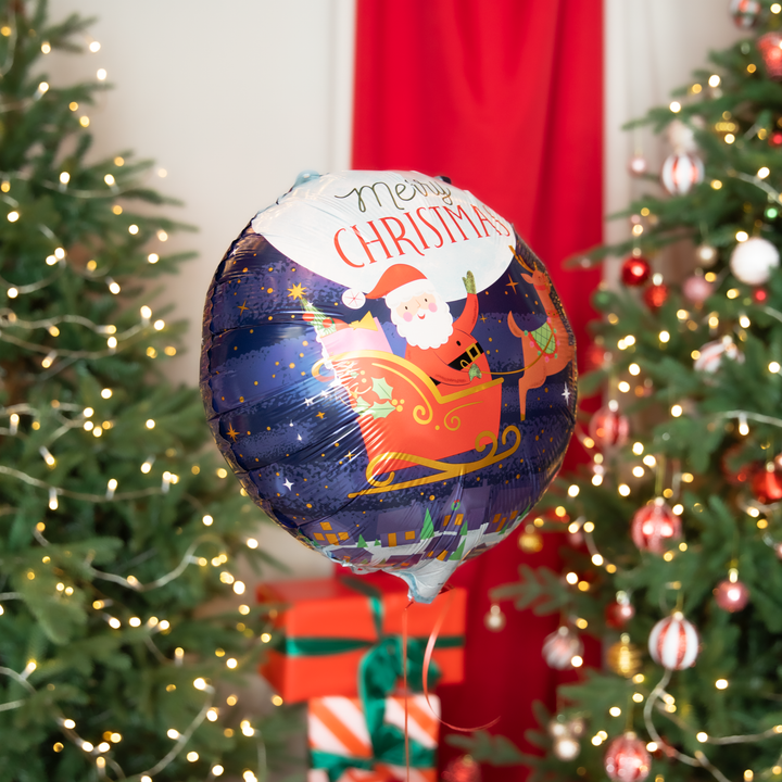 Balon foliowy Św. Mikołaj w saniach 45cm