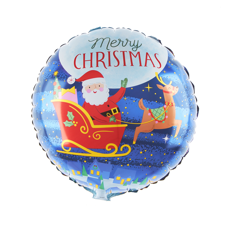 Balon foliowy Św. Mikołaj w saniach 45cm