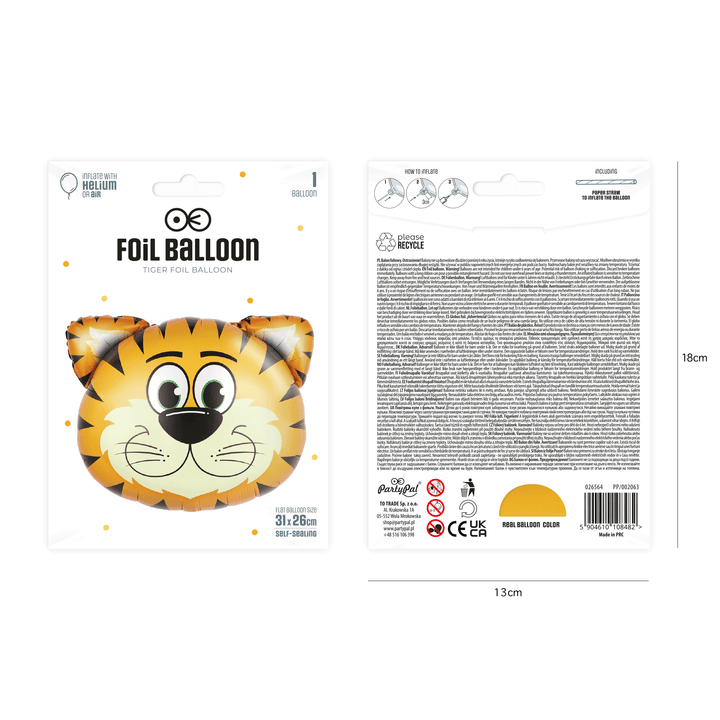 Balon foliowy Tygrys 31x26cm