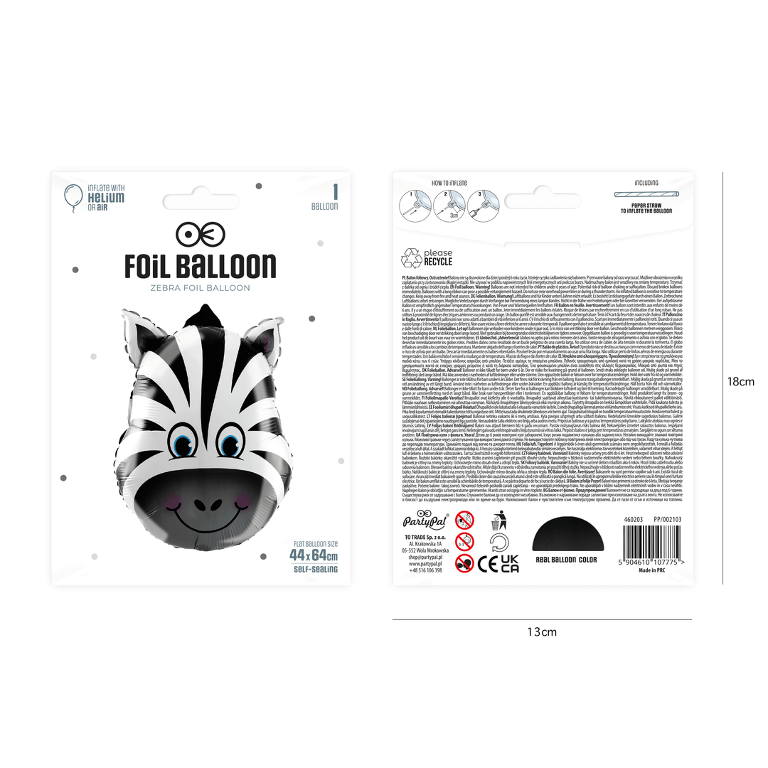 Balon foliowy Zebra 44x64cm