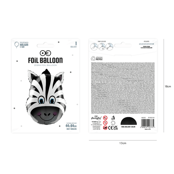 Balon foliowy Zebra 44x64cm