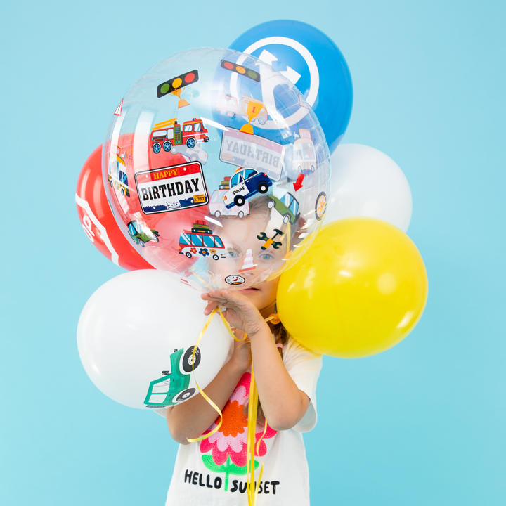 Balon przezroczysty okrągły Auta 45cm 1szt.