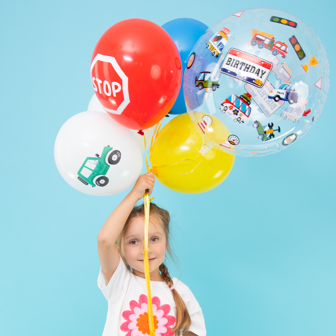 Balon przezroczysty okrągły Auta 45cm 1szt.