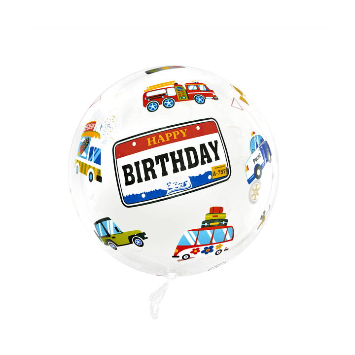 Balon przezroczysty okrągły Auta 45cm 1szt.