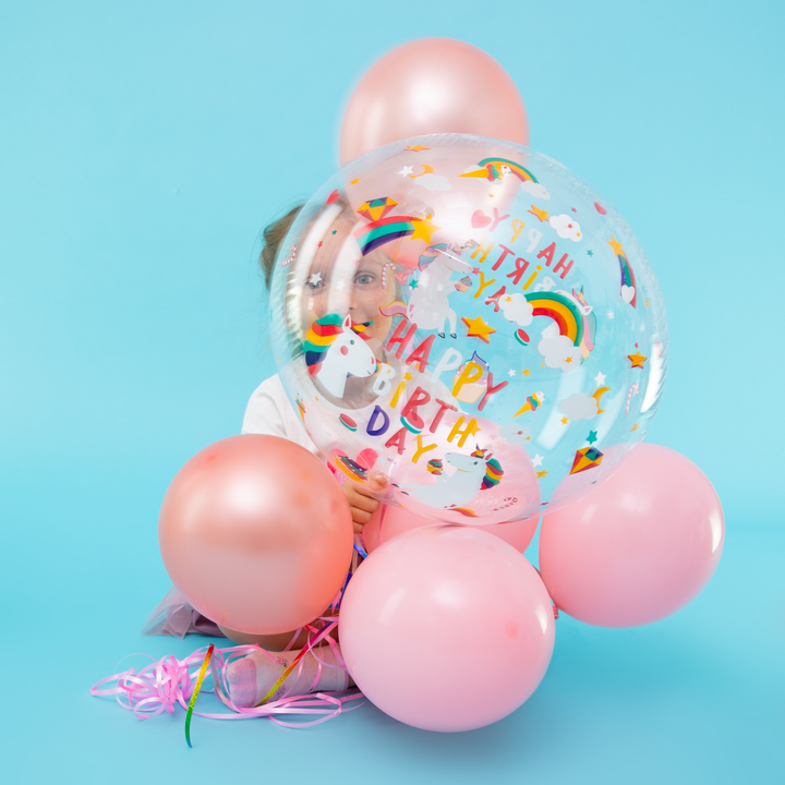 Balon foliowy przezroczysty okrągły Jednorożec 45cm 1szt.