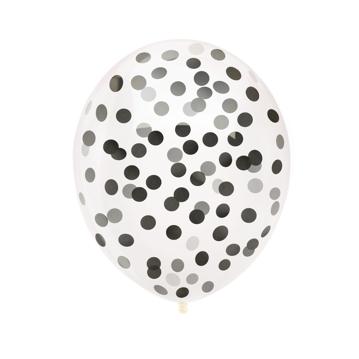 Balony przezroczyste z konfetti czarnym 12cali 100szt.