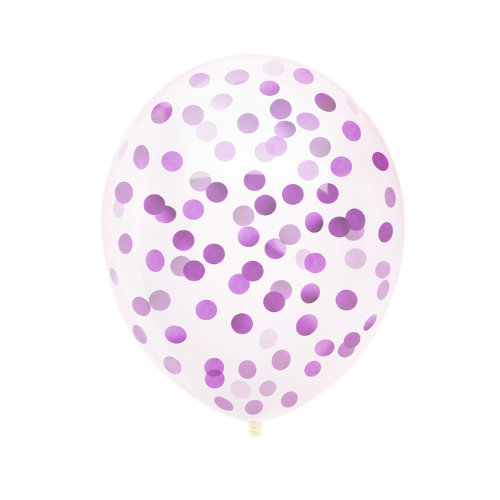 Balony przezroczyste z konfetti fioletowym 12cali 100szt.